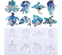 Molde de silicona de resina de animales marinos para colgar en la pared, pulpo, medusas, mobula, tortuga, delfín, molde de fundición epoxi para decoración de pared, habitación, jardín, bricolaje 3D,