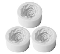 Molde de silicona de rosa de 3 piezas, molde de velas de flores 3D, suave sin palos de muelles de silicona fáciles de limpiar para artesanías.