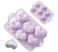 Molde De Silicona Del Corazón - Moldes Del Corazón Para Chocolate Y Pastel | Molde De San Valentín En Relieve De Alimenticio Para Mousse, Budín, Gelatina, Tarta De Queso, Jabón, Brownie Y Elabor