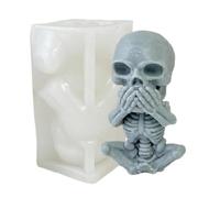 Molde de silicona del cráneo, molde del cráneo, Escuchar Ver Speak No Evil 3D Skull Status Making Tool, Decoraciones del festival Hacer formas, Molde de vela artesanal para Halloween