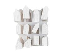 Molde de silicona en forma de casa reutilizable 12 cavidades para hacer | Molde de cemento casero para molduras de estuco, fundición de cemento, yeso