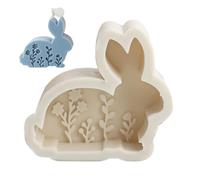 Molde de silicona en forma de conejo de Pascua - estampado floral en relieve, relieve tridimensional, compatible con moldeo de jabón, posibilidad de hacer obras perfumadas | Productos hechos a mano,