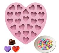 Molde de silicona en forma de corazón - Bandeja de silicona de 22 cavidades antiadherente para hornear el día de San Valentín, mini moldes | Kit de decoración para cupcakes para gelatina de gomitas de