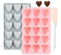 Molde de Silicona en Forma de Corazón - Set de 2 Piezas para Chocolates y Caramelos, Ideal para el Día de San Valentín, Reutilizable, con Raspador