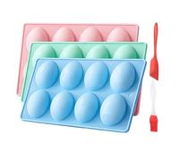 Molde de silicona en forma de huevo 3 piezas 8-cavidad fácil de aflojar | Moldes de silicona con forma de huevo para hornear dulces, decoraciones de pasteles, helados, manualidades, etc