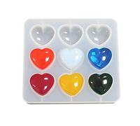 Molde de silicona epoxi en forma de corazón, 9 unidades, 3 x 2,8 cm, resina, forma de corazón, manualidades, para hacer llaveros, 1 cm de profundidad