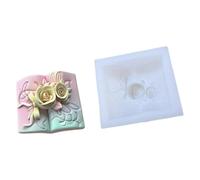 Molde de silicona fácil de usar para velas de libro de rosas, resistente al calor, para aromaterapias personalizables, manualidades, forma de vela de rosa grande