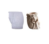 Molde de silicona flexible con forma de niña, textura de silicona para macetas de resina hechas a mano, portavelas y recipientes de joyería, molde para jardinera de niña