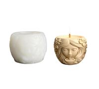 Molde De Silicona Flexible Para Macetero Con Diseño De Niña En Relieve Uso Múltiple Para Joyería De Resina Fundición De Cemento Soporte Para Bolígrafo Manualidades Molde Decorativo Para Maceta De