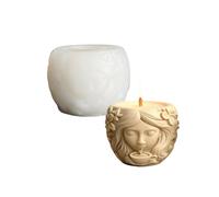 Molde De Silicona Flexible Para Macetero Con Diseño De Niña En Relieve Uso Múltiple Para Joyería De Resina Fundición De Cemento Portalápices Manualidades Molde De Silicona Ornamental Para Regalos