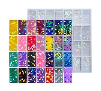 Molde de silicona flexible y resistente para dominó con efecto holográfico, 28 compartimentos, portátil para creación de resina y arcilla, moldes de silicona flexibles para manualidades