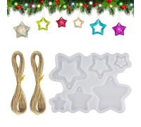 Molde de Silicona Forma de Estrella Colgante de Navidad, Moldes Silicona para Adornos Colgantes con Forma de Estrella, Moldes de Resina de Adorno de Navidad, pour Décorer les Sapins de Noël