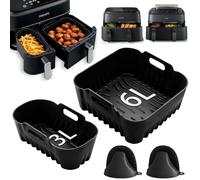Molde de silicona freidora de aire para Philips Cesta Dual 9L, Accesorio airfryer para Philips serie 3000 NA350 y serie 5000 NA550, Inserto de silicona reutilizable para freidora de aire