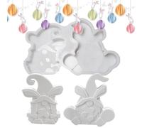 Molde de silicona GNOM, modelo de yeso de fundición, 2 moldes de silicona, 2 moldes de silicona para arcilla, fiestas de primavera, fiestas, cumpleaños y decoración del hogar en estantería y mesa de
