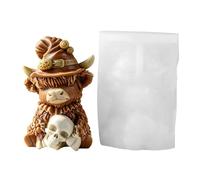 Molde de silicona Highland Cow Halloween - Molde de fundición de velas 3D con sombrero de y calabaza - Molde de fundición para velas, jabón y resina epoxi - DIY Halloween decoración y regalos