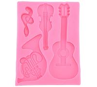 Molde de silicona lindo, no pegajoso y fácil de despegar Molde para decoración de pasteles Fondant de chocolate Silicona de grado alimenticio Forma de guitarra Molde de silicona para el hogar y la coc