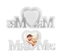 Molde De Silicona Mr Mrs Heart - Molde De Letras Para Fondant De Boda, Herramienta Duradera Para Decoración De Pasteles, Fundición De Resina Creativa, Suministros Para Manualidades De Pasta De Goma, D