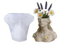 Molde de silicona multiusos con diseño de diosas con los ojos vendados, maceta de hormigón para joyas de resina y decoración del hogar, recipiente de flores con los ojos vendados de silicona