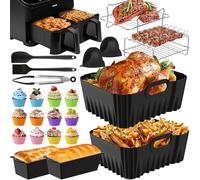 Molde de silicona para accesorios de freidora de aire Ninja Double Stack XL 9.5L SL400EU SL400EUCP; inserto de silicona para freidora de aire COSORI Foodi MAX Dual Zone AF400EU 8.5L (27 piezas)