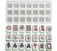 Molde De Silicona Para Azulejos De Mahjong - Molde Para Hornear Pasteles, Herramienta De Fundición De Resina Con Forma De Mahjong Chino, Diseño Flexible De Calidad Alimentaria | Uso Del Arte De La Dec