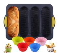 Molde de silicona para baguettes apto para microondas, fácil de limpiar, antiadherente, compatible con pan francés casero, resistente al cal