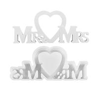 Molde de silicona para boda, molde de fundición de resina Mr Love Mrs, molde de fondant de boda, para el día de San Valentín, boda, corazón, señor, señora, herramienta de decoración de pasteles para