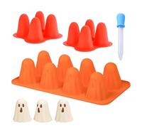 Molde de silicona para bombones, forma de pudín de fantasma, 3 unidades, molde para cubitos de hielo de Halloween con gotero adicional, molde para pudín de espíritu para chocolate, dulces, cubitos de