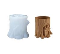 Molde de silicona para casa de tocón, y flexible, diseño en forma de cabaña de tocón de árbol, herramienta de fundición, para molde de resina para casa pequeña