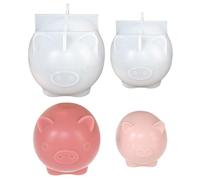Molde de silicona para cerdo, 2 unidades, 3D de cerdo de la suerte, moldes de silicona, moldes de primavera, velas, moldes de silicona para fundición, cerdo, candelabro para manualidades, jabón (A)
