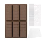 Molde de silicona para chocolate, 6 cavidades, molde de silicona con raspador y 100 sobres, antiadherente, para dulces, pastelería, chocolate, postre, pastel de goma, pasteles de cocina