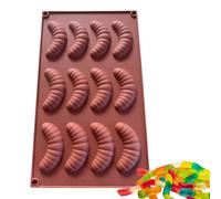 Molde de silicona para chocolate, estilo oruga, 12 cavidades, antiadherente, grado alimenticio, bandeja de mantequilla de caramelo, flexible, ligera, 29 x 17 cm, postre, galletas, gelatina