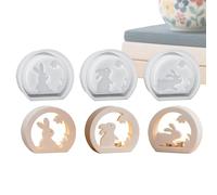 Molde de silicona para conejo, desmoldado fácil reutilizable DIY - para conejo de primavera para escritorio | Para resina epoxi yeso decoración primaveral hogar portavelas arte y