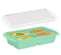 Molde De Silicona Para Congelar Con 4 Compartimentos Y Tapa Antideslizante Y De Gran Capacidad Ideal Para Congelar Salsas Sopas De Carne Y Otros Alimentos (Verde menta)