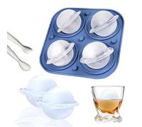 Molde de silicona para cubitos de hielo FainFun 3D grande con tapa, reutilizable, forma de bola, fácil de aflojar, para hielo, whisky, cóctel, zumo (1, azul 4)