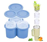Molde de Silicona para Cubitos de Hielo Stanley, 3 en 1 Cubiteras para Hielo Silicona con Tapa para Taza de 20-40oz, Reutilizable Cubitera Silicona para Bebida Helada Jugo Cóctel (Azul)