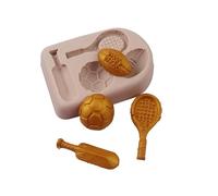 Molde de silicona para decoración de tartas de fútbol, raqueta de tenis de rugby, fondant, chocolate, moldes de silicona para bricolaje, chocolate, pasteles, pudín, helado o llavero