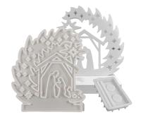 Molde de silicona para decoración del hogar de resina, belén bajo un árbol para decoración del hogar de resina