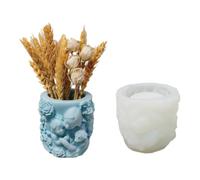 Molde de silicona para elaborar recipientes decorativos y candelabros con un elegante diseño floral en relieve, ideal para arte en resina y detalles en hogar, molde para proyectos creativos