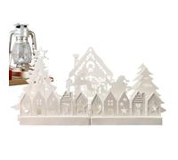 Molde de silicona para figuras de casa, escenas festivas de madera, molde de fundición apto para principiantes, escena de invierno de pueblo de Navidad, juego de 7 accesorios de figuras de casa, molde