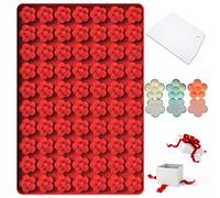 Molde de silicona para flores, pequeños moldes en forma de flor de ciruelo con 70 cavidades para hacer chocolate/caramelos/gominolas/galletas/gelatina con raspador para hornear
