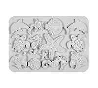 Molde de silicona para fondant, arcilla, cerámica suave, serie marina, molde de modelado de mar para peces, delfín M, moldes de silicona para decoración de pasteles, calabaza