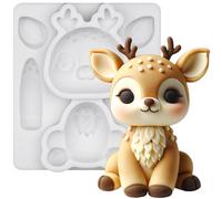 Molde de silicona para fondant, ciervo, animales del bosque, adorno para tarta, 3,3 pulgadas de alto