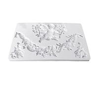 Molde de silicona para fondant con forma de ángel y flores, diseño de ratán, para pasteles, chocolate, galletas, decoración de galletas, moldes de arcilla de silicona para joyas de bebés ángeles para