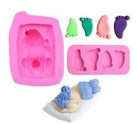 Molde de silicona para fondant dormido 3D, bordes de tarta, decoración de tarta, pies dormidos, Navidad, cumpleaños, chocolate (2 unidades)