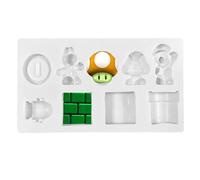 Molde de silicona para fondant, formas de corte, molde de silicona, moldes de silicona 3D, moldes de fondant Mario para chocolate, cortadores de galletas a presión, pasteles DIY y dulces, para fiestas