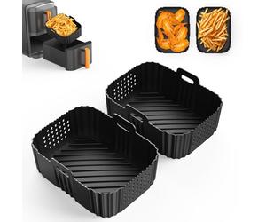 Molde de Silicona para Freidora de Aire para Ninja Doble Pila XL SL400EU, Foodi Max AF500EU, AF400EU, AF451EU, AF300EU, Pack de 2 Accesorios para Freidora de 7,6 a 10,4 L, Plato para Cocina
