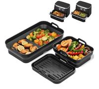 Molde de Silicona para Freidora de Aire para Ninja Foodi FlexDrawer 10,4L AF500EU, Compatible con Cosori Dual Blaze TwinFry 10L, Cesta Plegable Antiadherente, Fácil de Limpiar