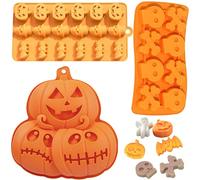 Molde de silicona para Halloween, 3 piezas, molde de calabaza y fantasmas, moldes de chocolate, herramientas de horneado DIY para caramelos de goma, galletas, chocolate