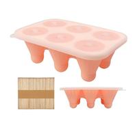 Molde de silicona para helado, 6 cavidades con temática de bádminton, molde de hielo de silicona con palos de madera, para fondant, postres, brownie, yogur, , pastel, chocolate, mousse