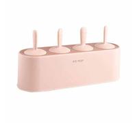 Molde de silicona para helados caseros, 4 tapas con conectores, molde flexible y fácil para el hogar, ideal para helados caseros y deliciosos helados. (rosa)